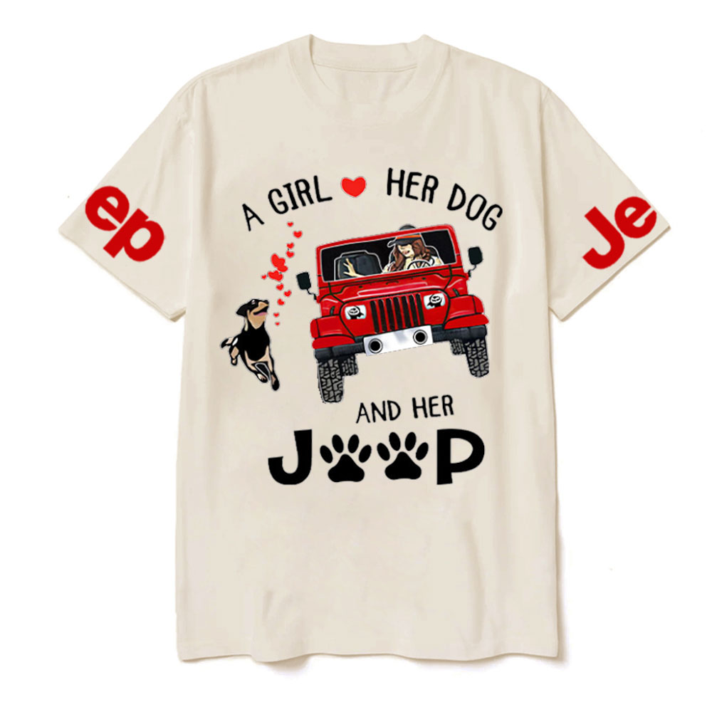 A Girl Loves Her Dog And Her Red Jp T-shirt