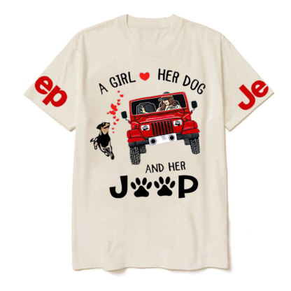 A Girl Loves Her Dog And Her Red Jp T-shirt