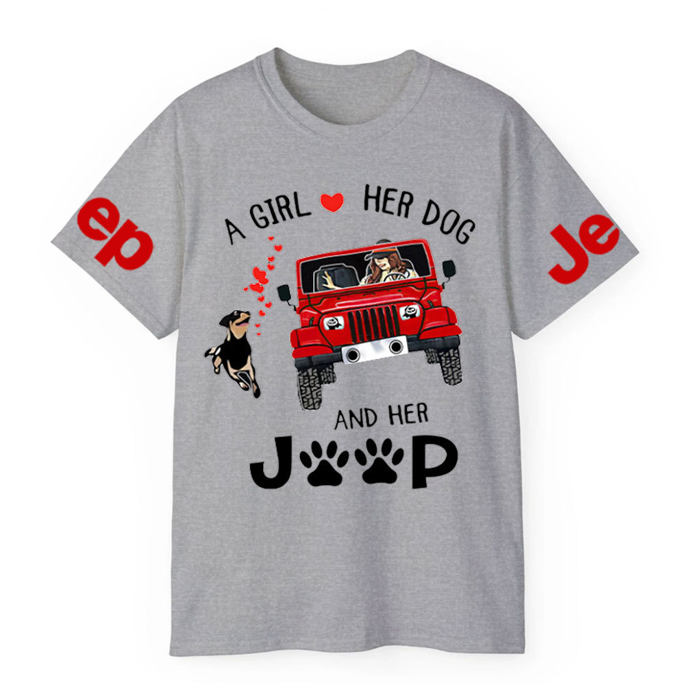 A Girl Loves Her Dog And Her Red Jp T-shirt