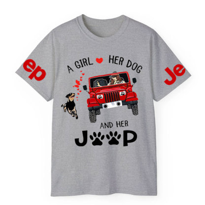 A Girl Loves Her Dog And Her Red Jp T-shirt