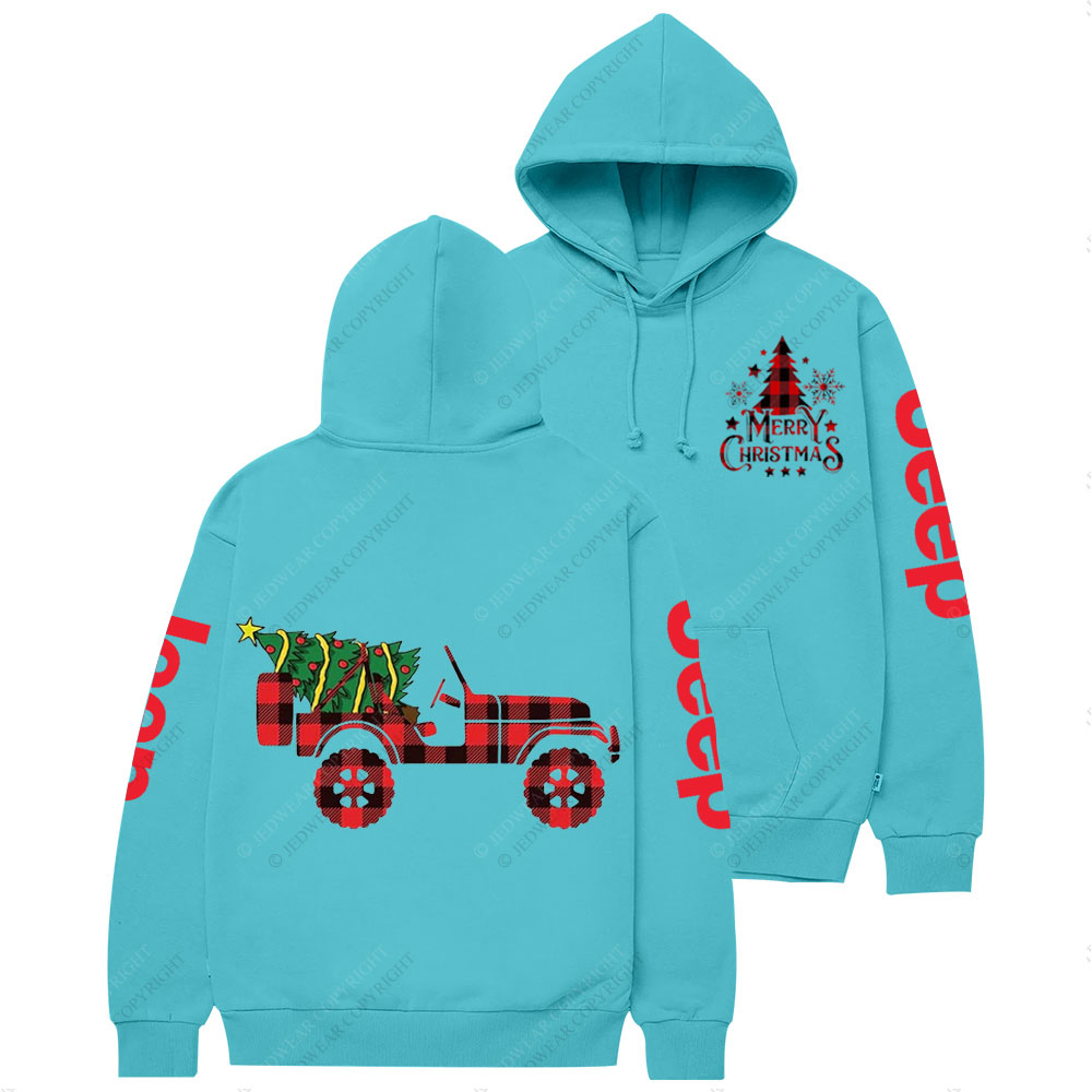Merry Christmas Plaid Jp with Xmas Tree Casual Hoodie