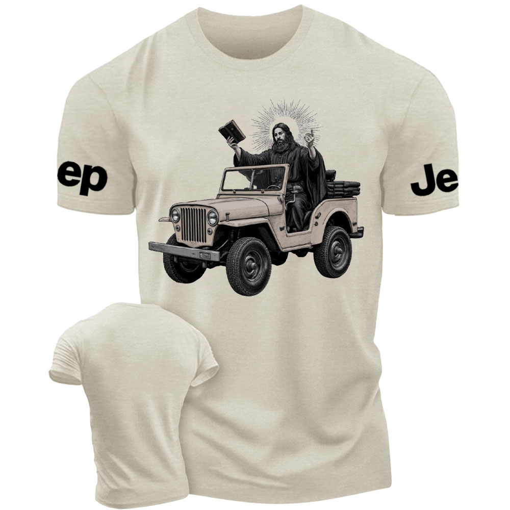 Jesus Driving a Jp Holding a Bible T-Shirt