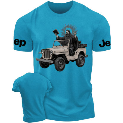 Jesus Driving a Jp Holding a Bible T-Shirt