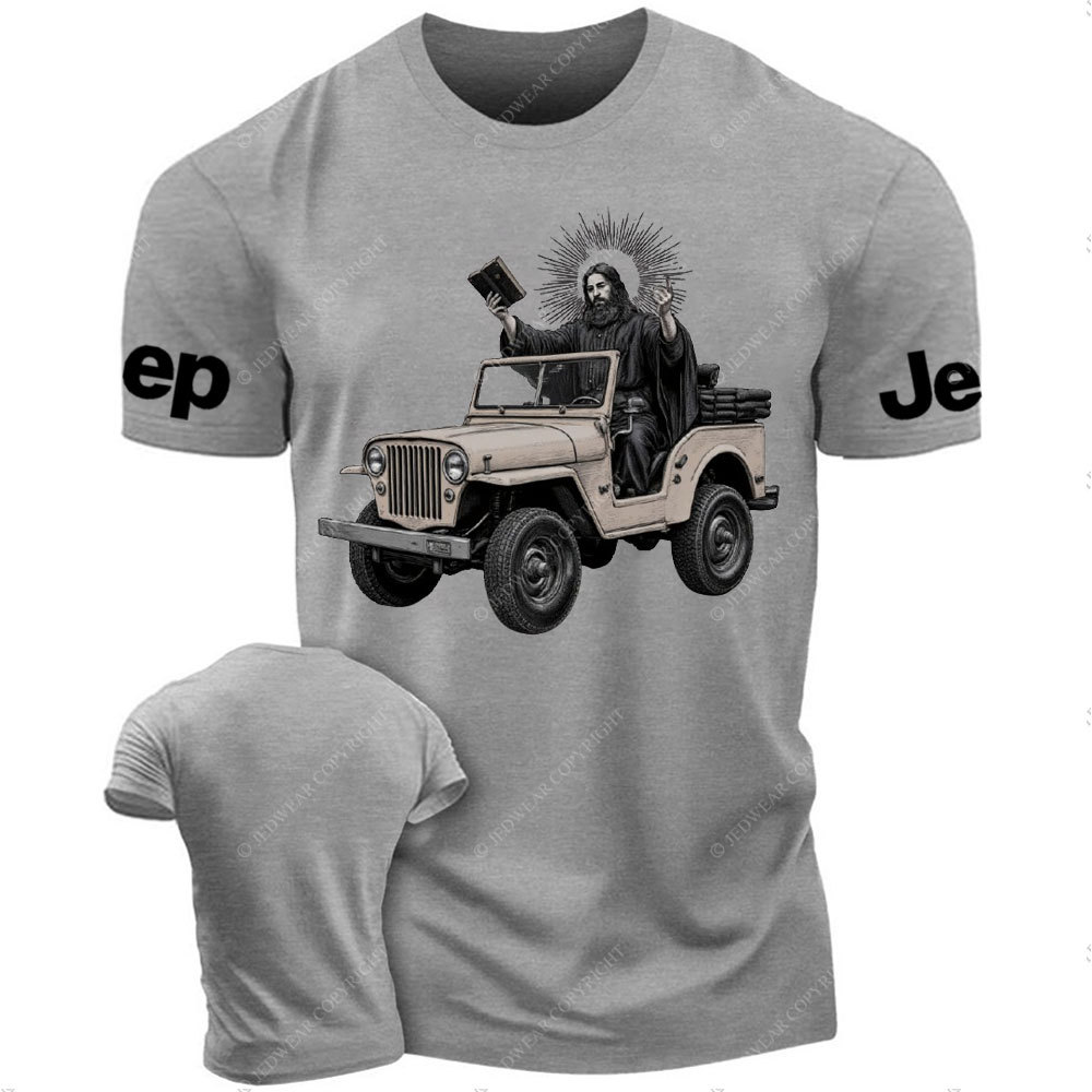 Jesus Driving a Jp Holding a Bible T-Shirt