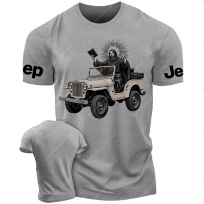 Jesus Driving a Jp Holding a Bible T-Shirt