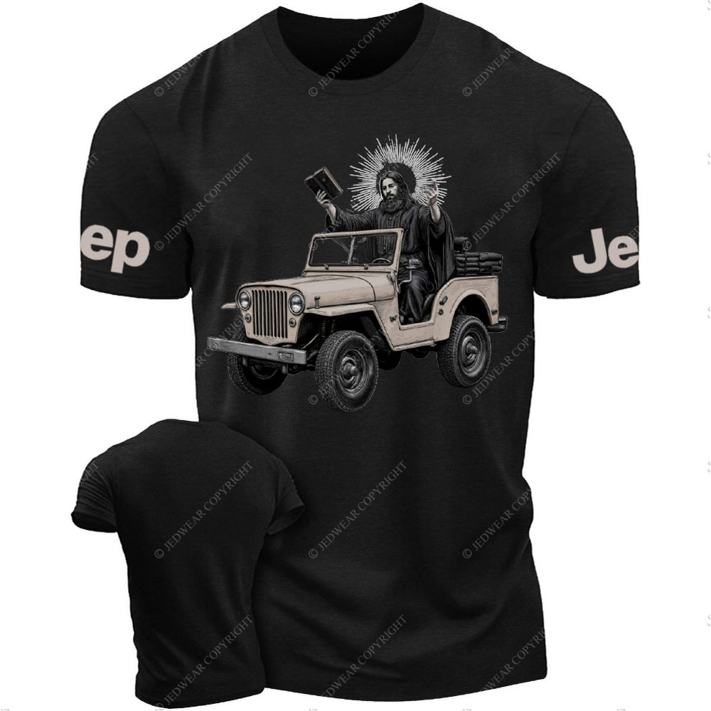 Jesus Driving a Jp Holding a Bible T-Shirt
