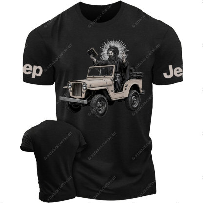 Jesus Driving a Jp Holding a Bible T-Shirt