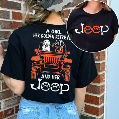 A Girl Her Golden Retriever And Her Jp Colorful Jp T-Shirt