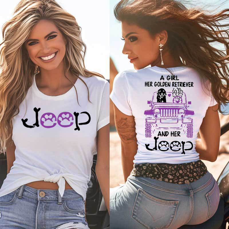 A Girl Her Golden Retriever And Her Jp Colorful Jp T-Shirt