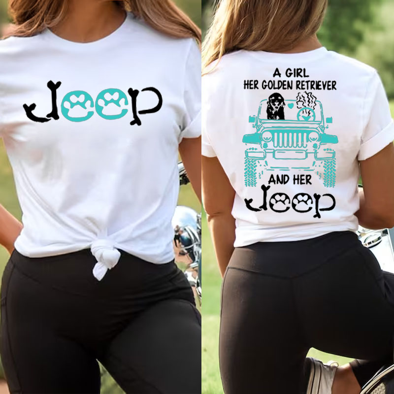 A Girl Her Golden Retriever And Her Jp Colorful Jp T-Shirt