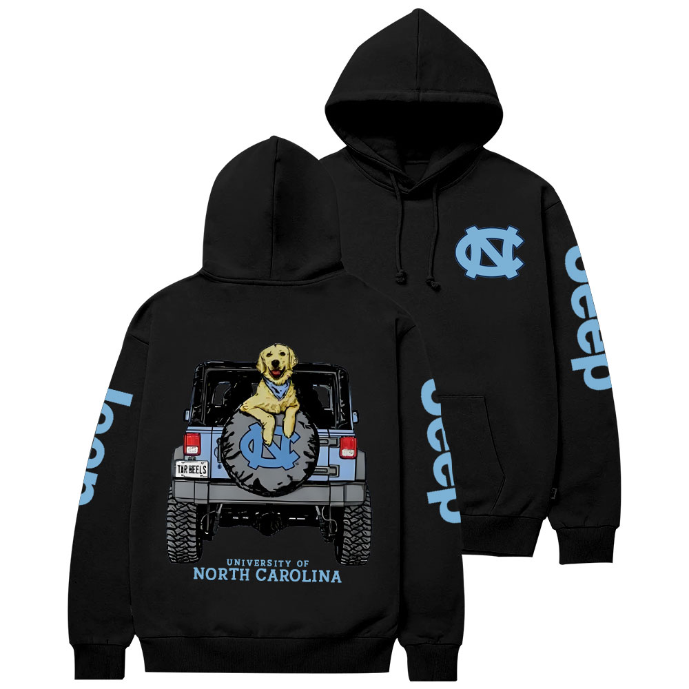 Carolina Blue UNC Dog with Golden Retriever in Jp Casual Hoodie