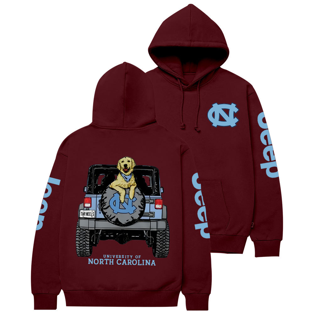 Carolina Blue UNC Dog with Golden Retriever in Jp Casual Hoodie