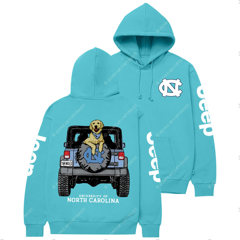 Carolina Blue UNC Dog with Golden Retriever in Jp Casual Hoodie