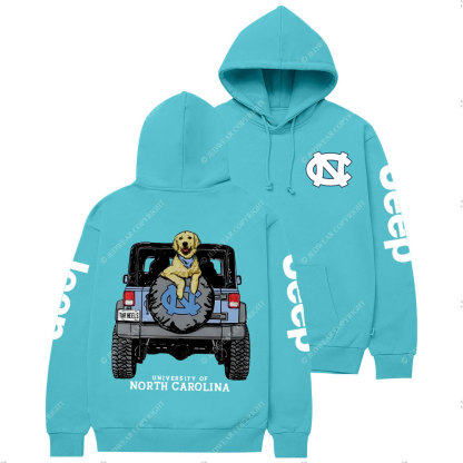Carolina Blue UNC Dog with Golden Retriever in Jp Casual Hoodie