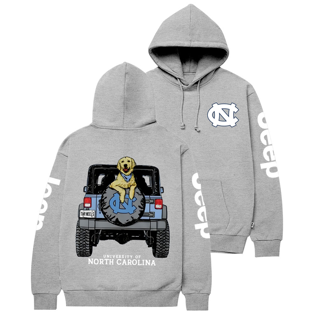 Carolina Blue UNC Dog with Golden Retriever in Jp Casual Hoodie