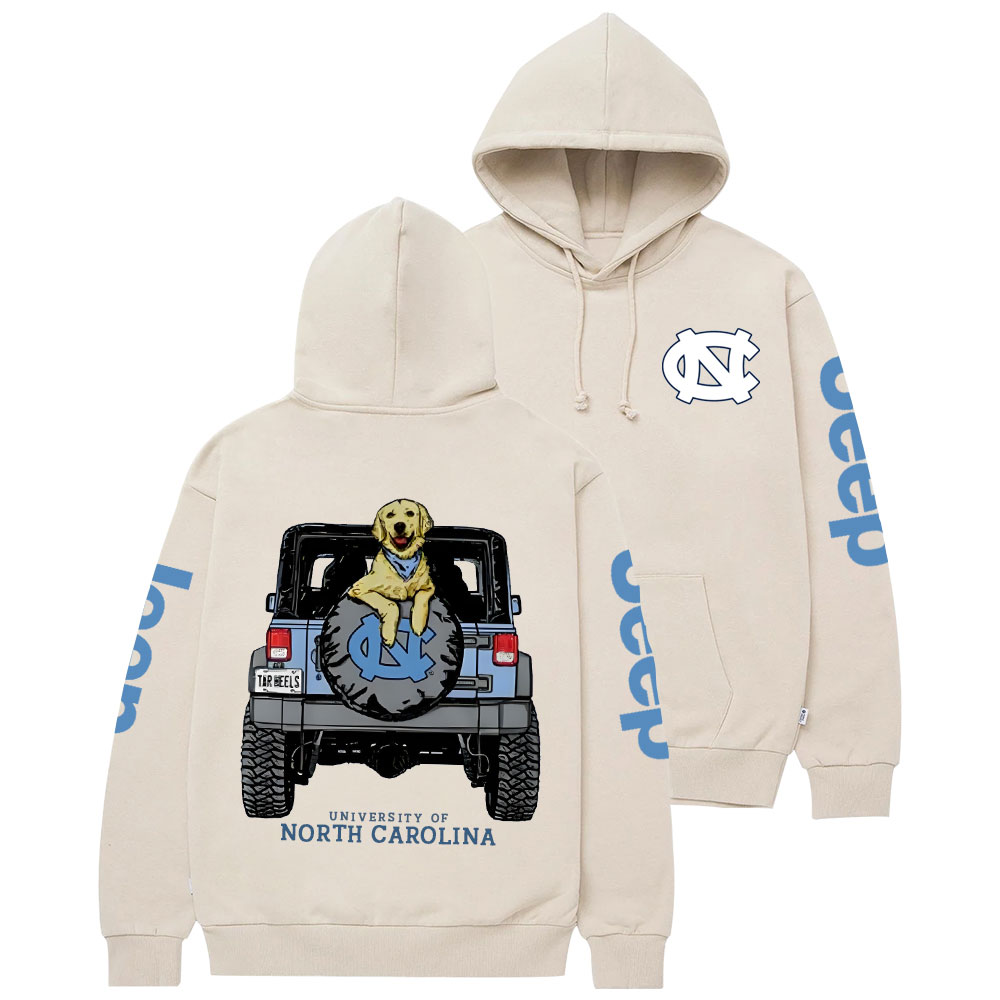 Carolina Blue UNC Dog with Golden Retriever in Jp Casual Hoodie