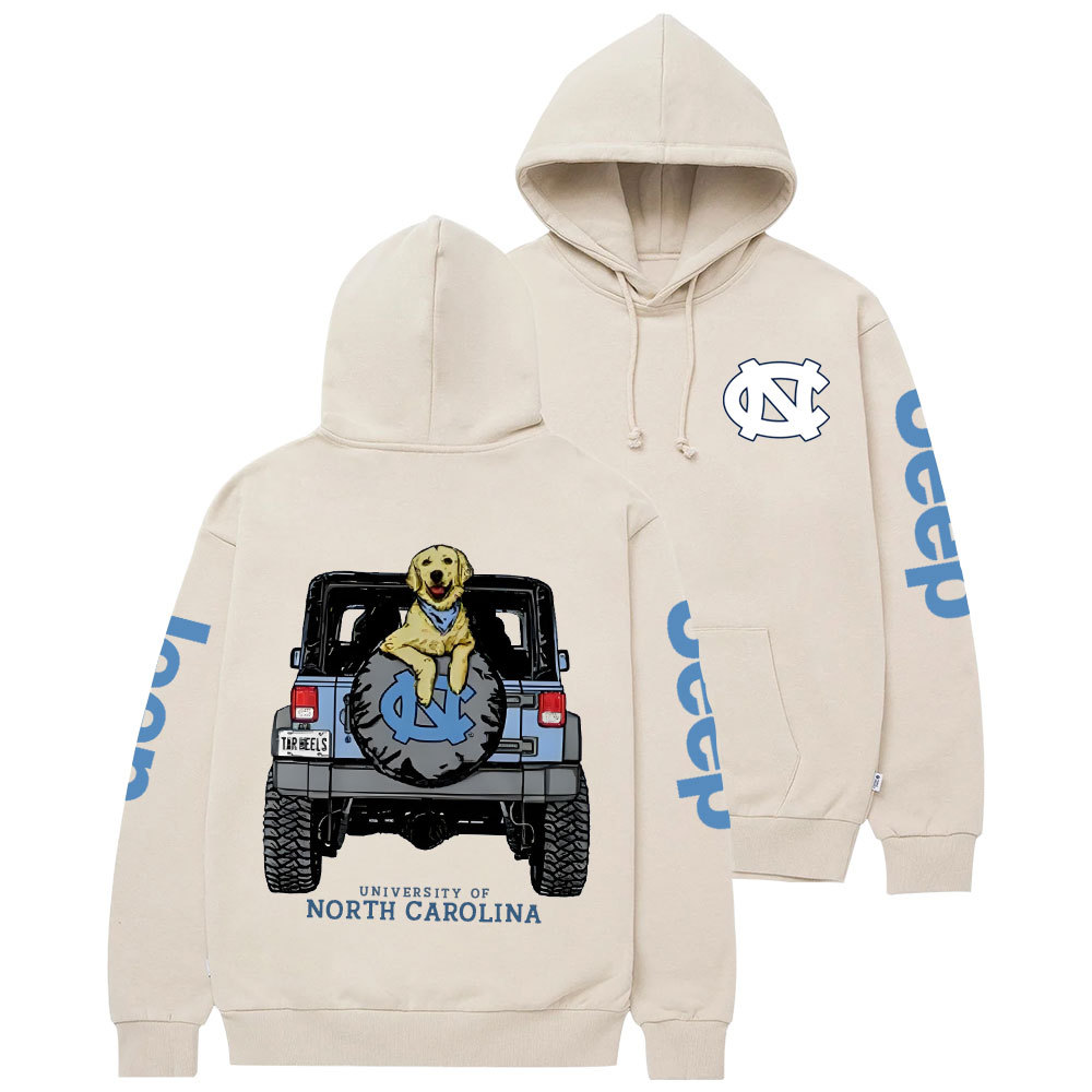 Carolina Blue UNC Dog with Golden Retriever in Jp Casual Hoodie