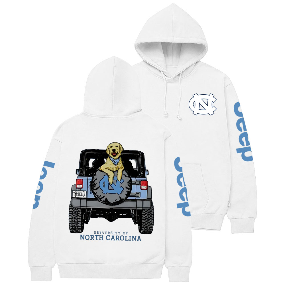Carolina Blue UNC Dog with Golden Retriever in Jp Casual Hoodie