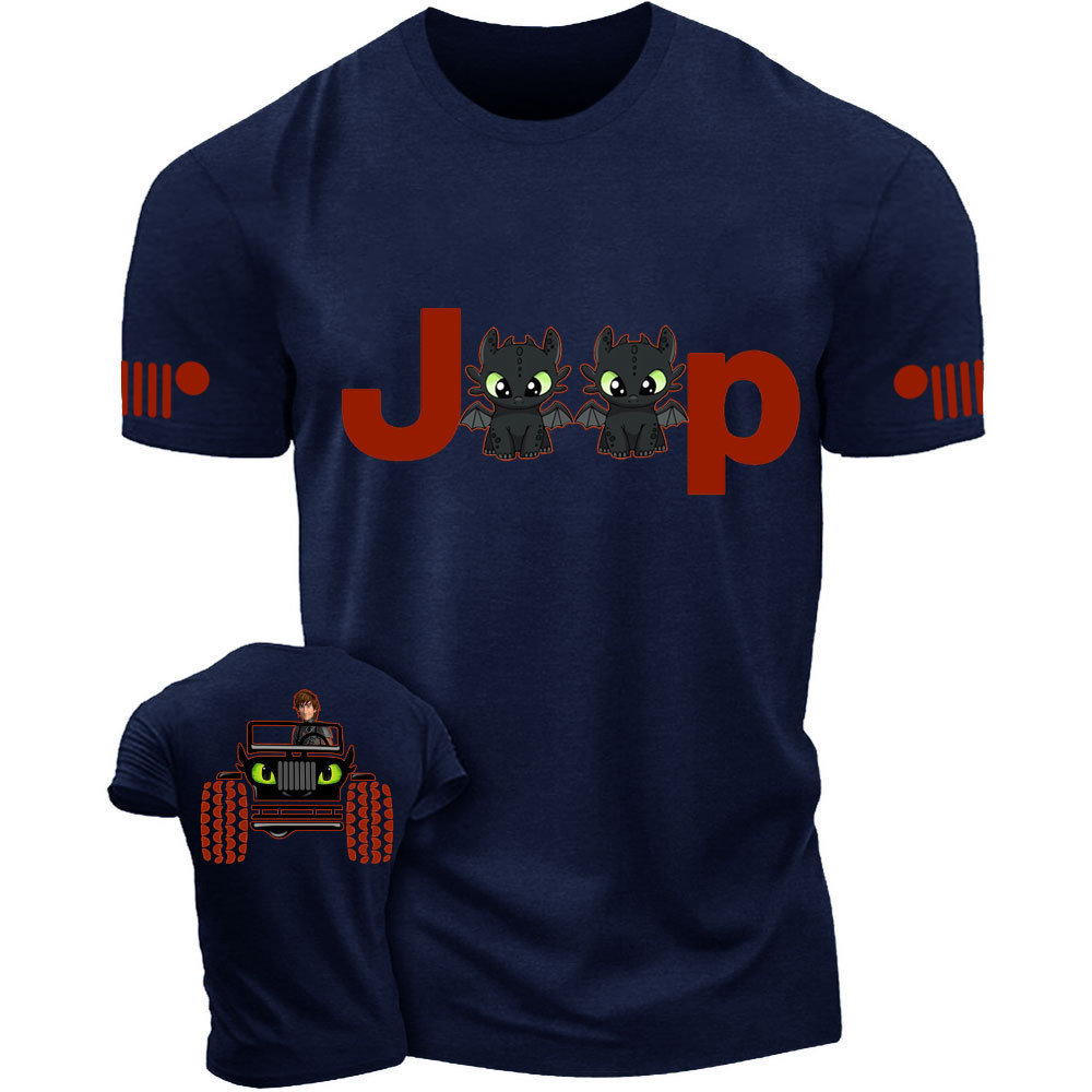 Vikings Driving Toothless Dragon Jp Double Printed T-Shirt