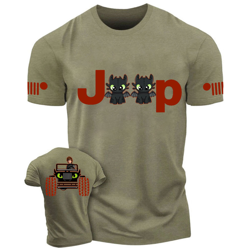 Vikings Driving Toothless Dragon Jp Double Printed T-Shirt