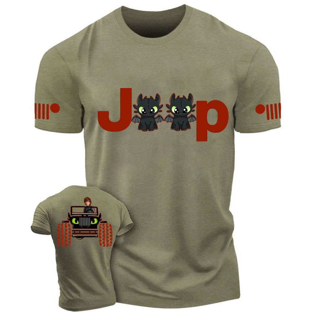 Vikings Driving Toothless Dragon Jp Double Printed T-Shirt