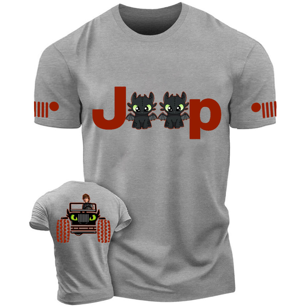 Vikings Driving Toothless Dragon Jp Double Printed T-Shirt