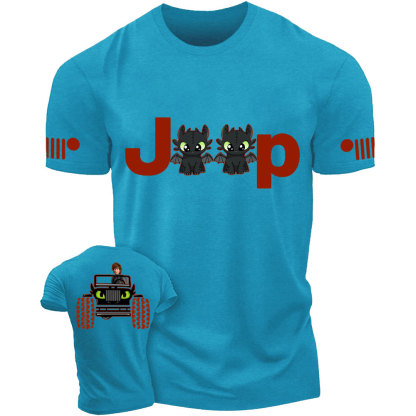 Vikings Driving Toothless Dragon Jp Double Printed T-Shirt