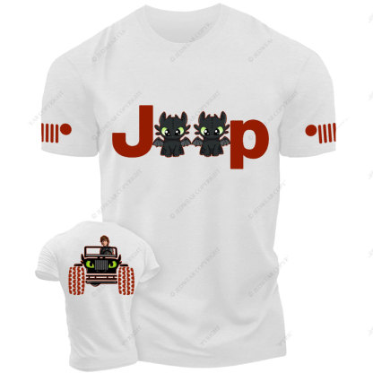 Vikings Driving Toothless Dragon Jp Double Printed T-Shirt