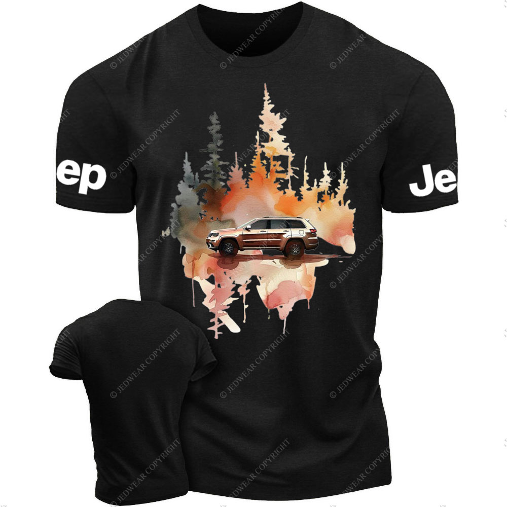 Watercolor Jp Grand Cherokee car in a Forest T-Shirt