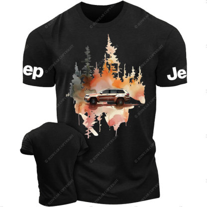 Watercolor Jp Grand Cherokee car in a Forest T-Shirt