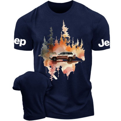 Watercolor Jp Grand Cherokee car in a Forest T-Shirt