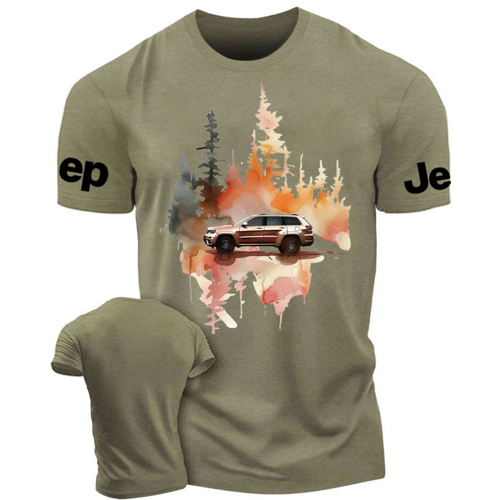 Watercolor Jp Grand Cherokee car in a Forest T-Shirt