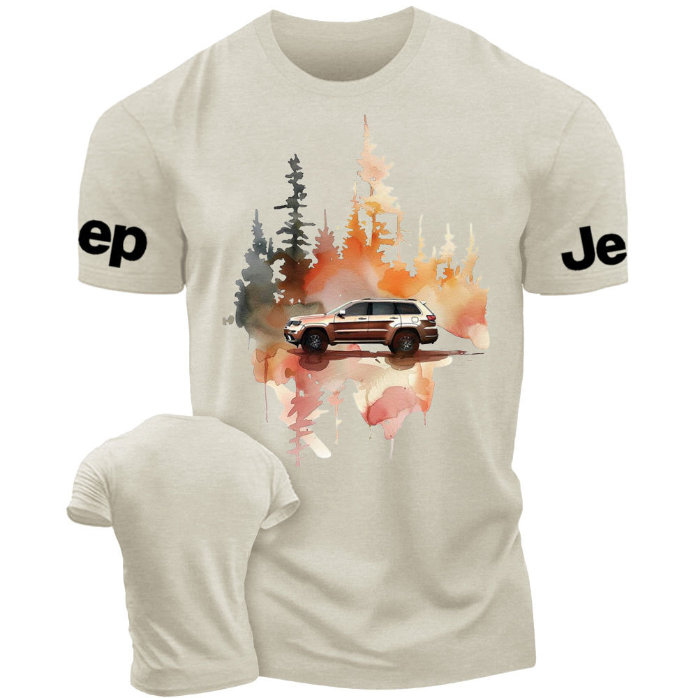 Watercolor Jp Grand Cherokee car in a Forest T-Shirt