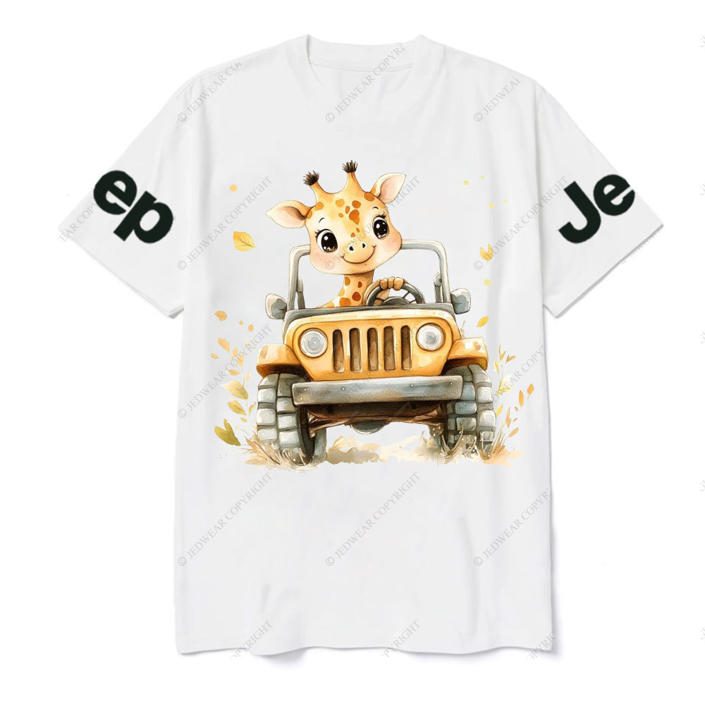 Giraffe Drives a Bright Yellow Jp T-Shirt