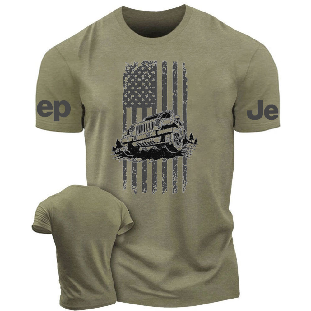 Distressed USA Flag American Jper Wrangler JK Jp T-Shirt