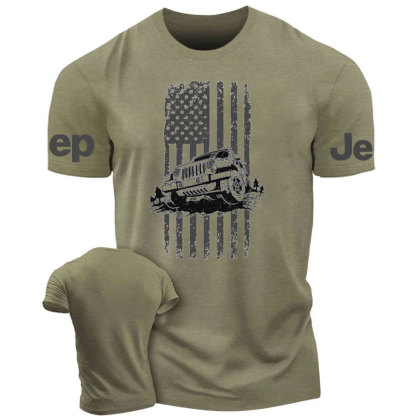 Distressed USA Flag American Jper Wrangler JK Jp T-Shirt