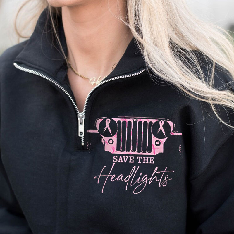 The Jp Headlights Ribbon Breast Cancer Awareness Full-Zip Jacket Sweatshirt