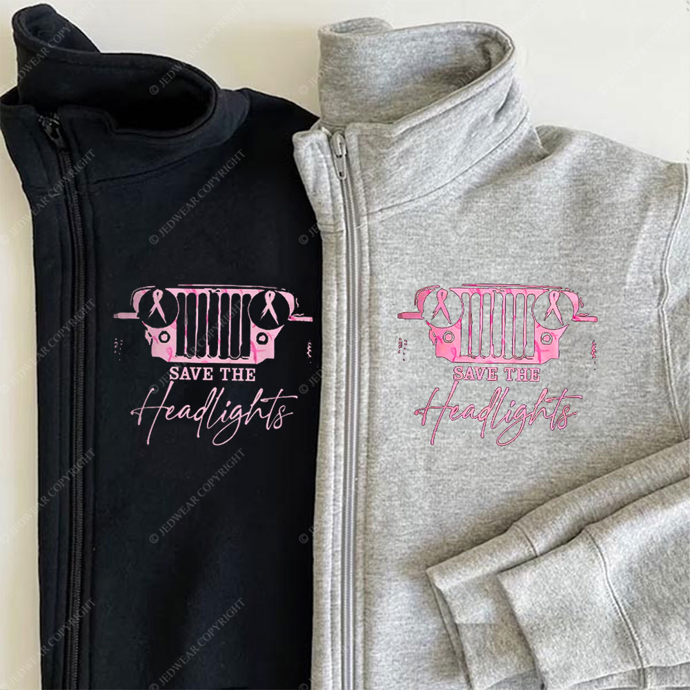 The Jp Headlights Ribbon Breast Cancer Awareness Full-Zip Jacket Sweatshirt