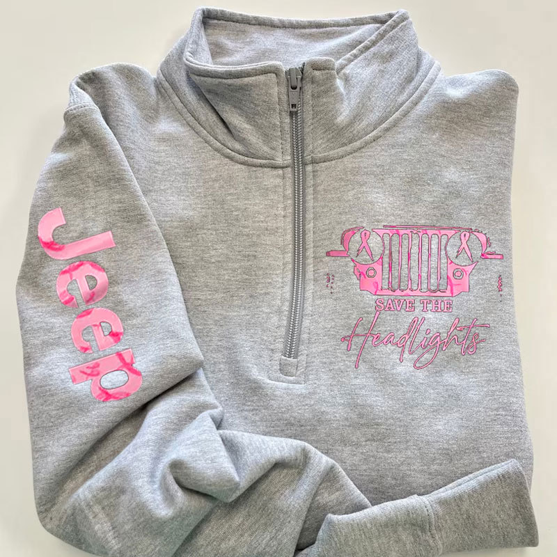 The Jp Headlights Ribbon Breast Cancer Awareness Full-Zip Jacket Sweatshirt