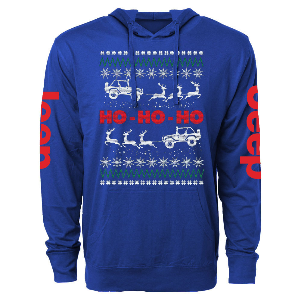 Ugly Christmas Jp Reindeers Ho Ho Ho Oversized Lightweight Hoodie