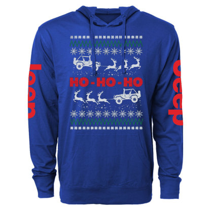 Ugly Christmas Jp Reindeers Ho Ho Ho Oversized Lightweight Hoodie
