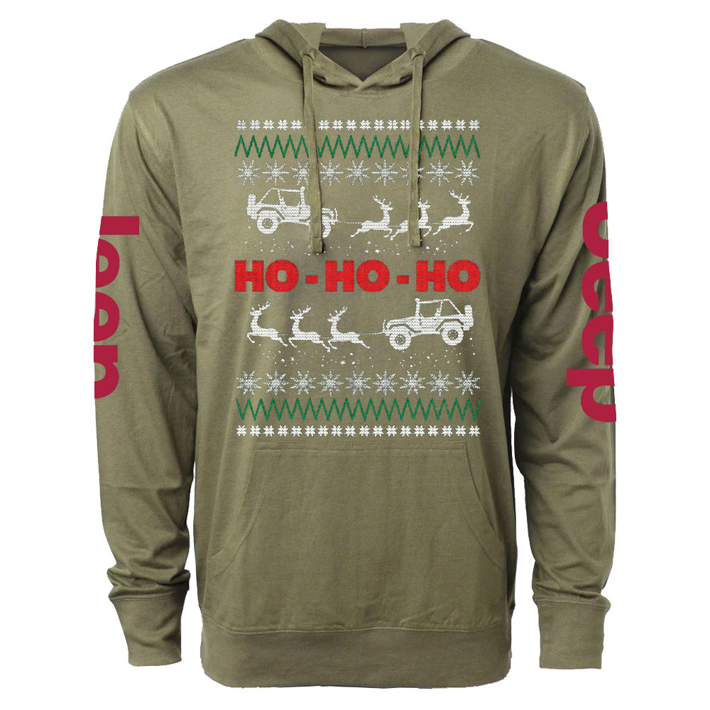 Ugly Christmas Jp Reindeers Ho Ho Ho Oversized Lightweight Hoodie