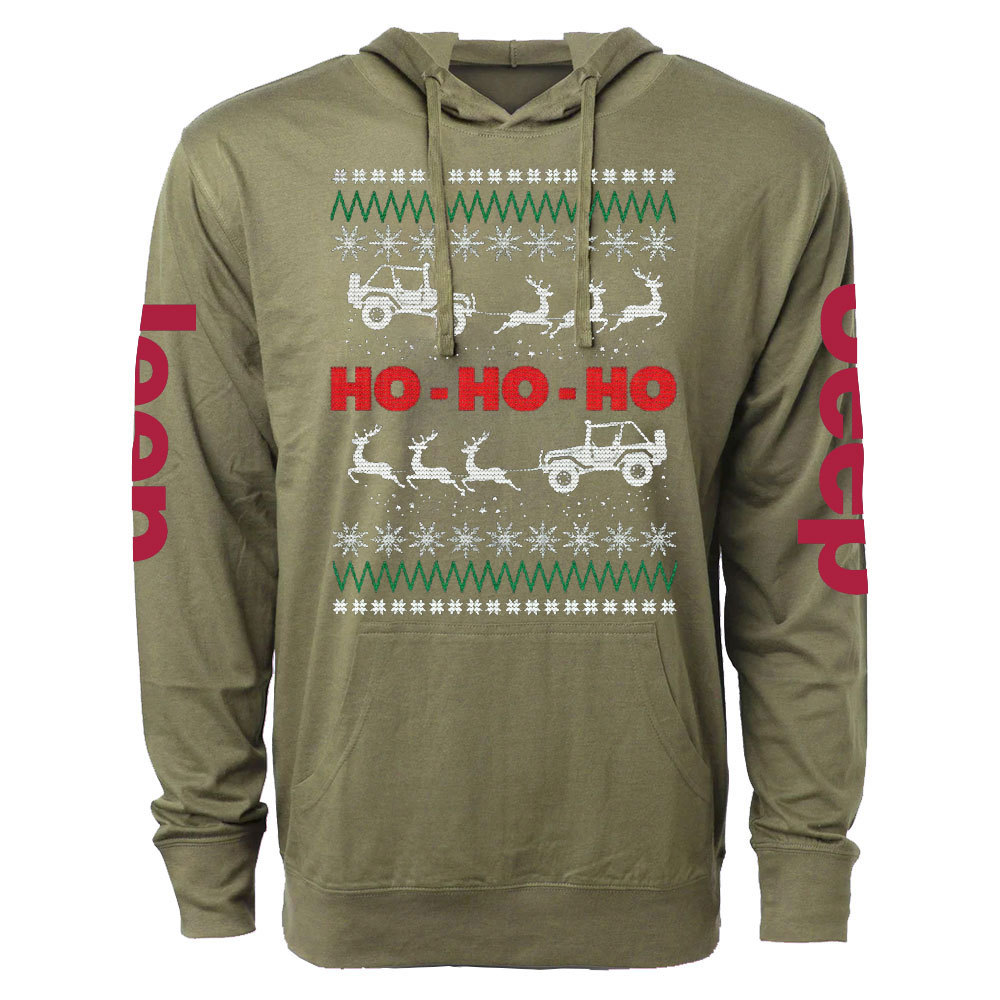 Ugly Christmas Jp Reindeers Ho Ho Ho Oversized Lightweight Hoodie