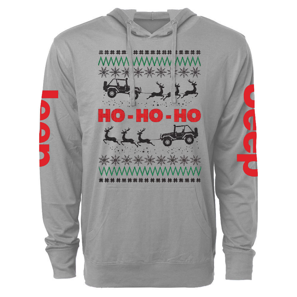 Ugly Christmas Jp Reindeers Ho Ho Ho Oversized Lightweight Hoodie