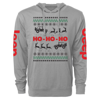 Ugly Christmas Jp Reindeers Ho Ho Ho Oversized Lightweight Hoodie
