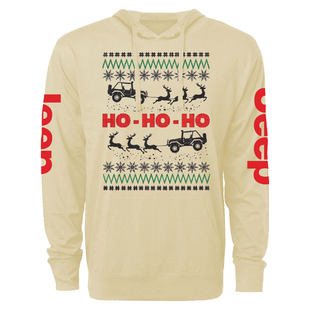Ugly Christmas Jp Reindeers Ho Ho Ho Oversized Lightweight Hoodie