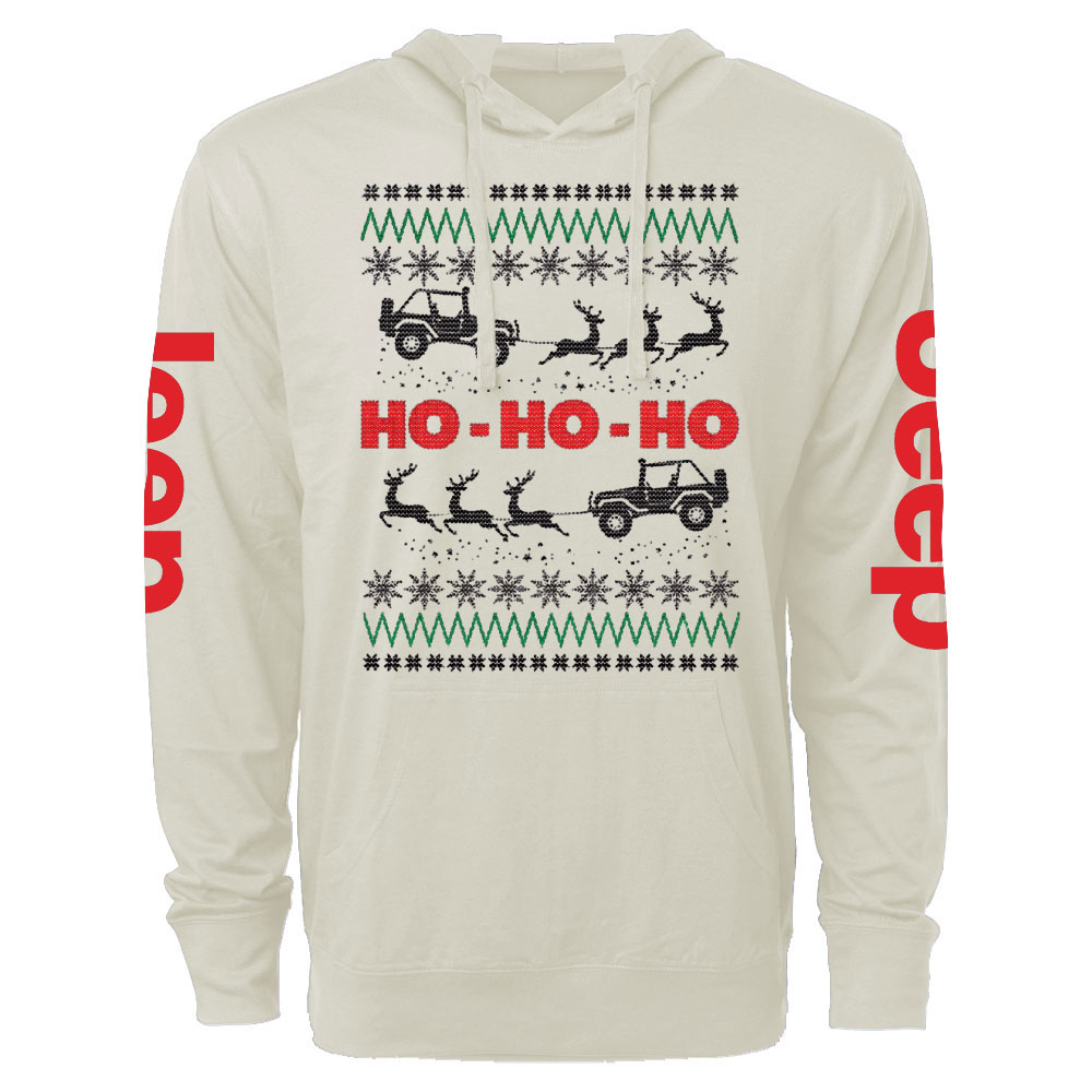 Ugly Christmas Jp Reindeers Ho Ho Ho Oversized Lightweight Hoodie