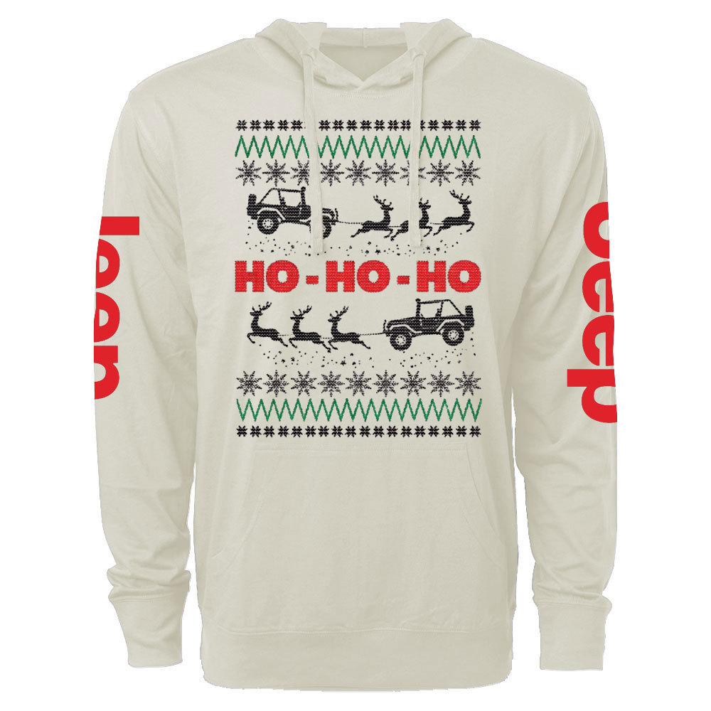 Ugly Christmas Jp Reindeers Ho Ho Ho Oversized Lightweight Hoodie