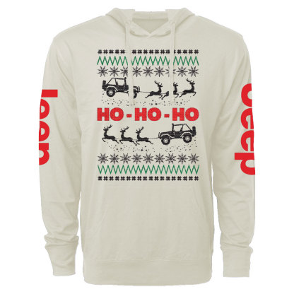 Ugly Christmas Jp Reindeers Ho Ho Ho Oversized Lightweight Hoodie