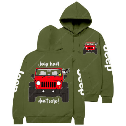 Jp Hair Don't Care Red Jp Girl Casual Hoodie